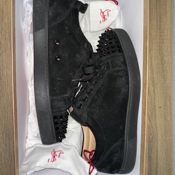 Christian Louboutin - Louis Junior Spikes Flat Veau Velours BLACK/BLACK - Picture 10 of 10